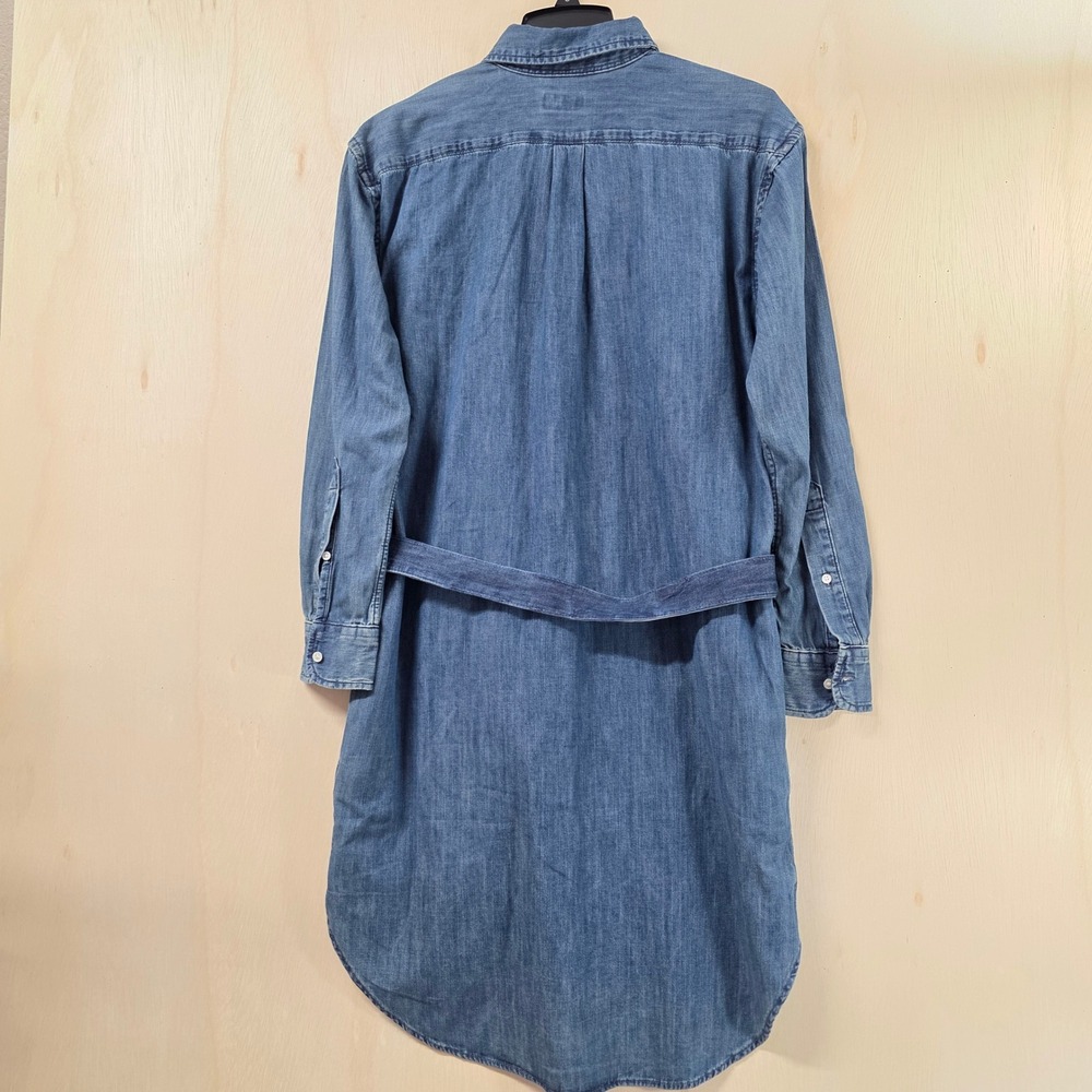 Polo Ralph Lauren Denim Shirt Dress Blue Belted Long Sleeve Midi Size 4 - Picture 3 of 14